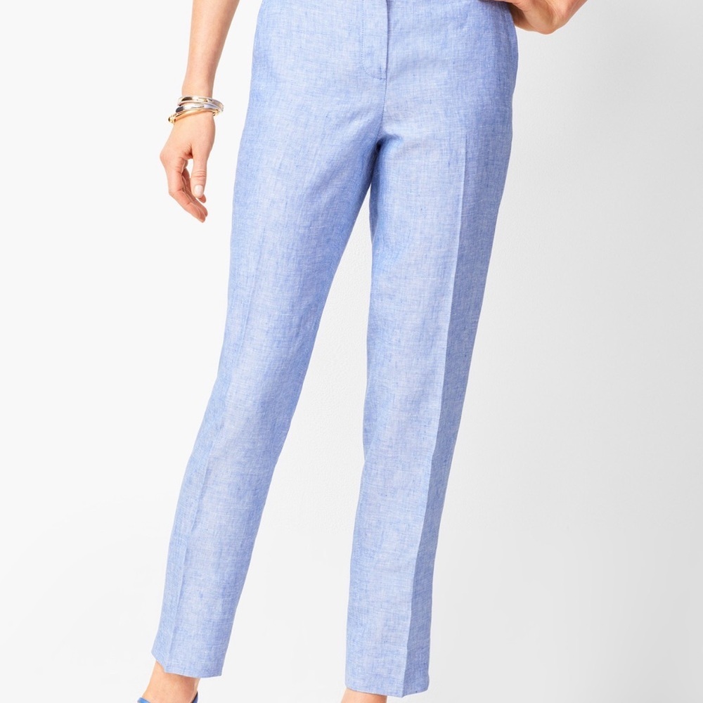 NWOT Talbots Light Blue Linen Blend Slim Trousers - Women